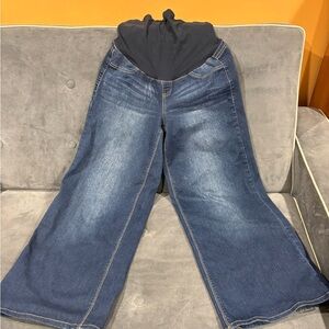 1822 Denim Dark Blue Flare Maternity Jeans